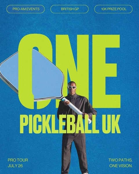 pickleball event, sports tournament tickets, pickleball tournament, pro sports event, sports competition tickets, pickleball competition, brand awareness, product launch, modern typography, editorial, energetic, bold, blue, yellow